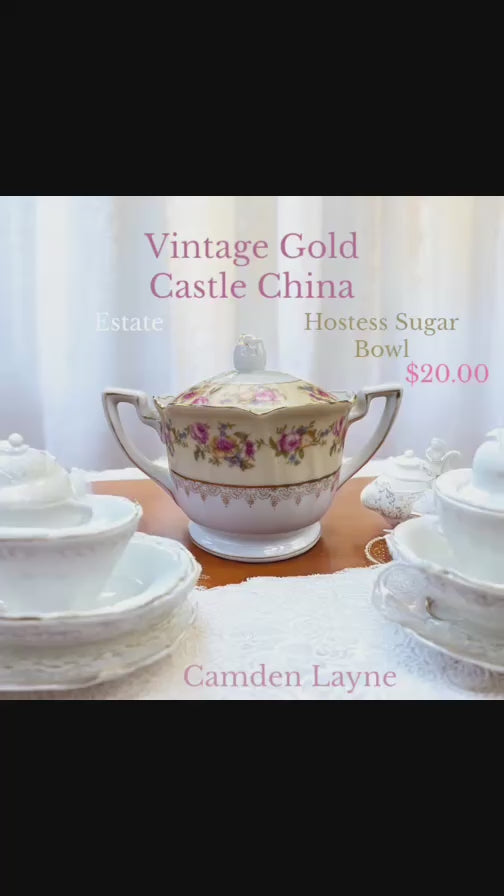 Vintage Gold Castle China Sugar Bowl